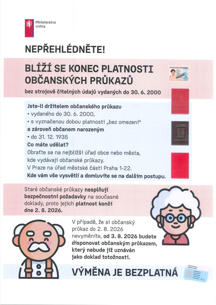 Blíží se&nbsp;konec platnosti občanských průkazů
