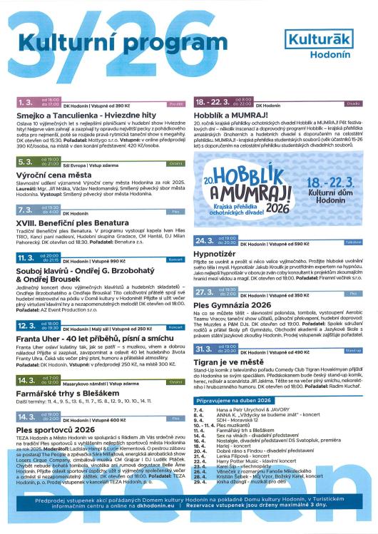 Kulturní program DK Hodonín